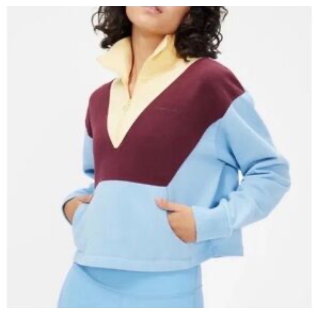Outdoor Voices Pickup‎ Colorblock Cropped Half-Zip Sweatshirt Small Cotton Terry